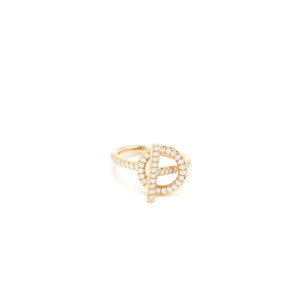 Hernes Size 50 Echappee Ring Small Model Rose Gold with Diamonds