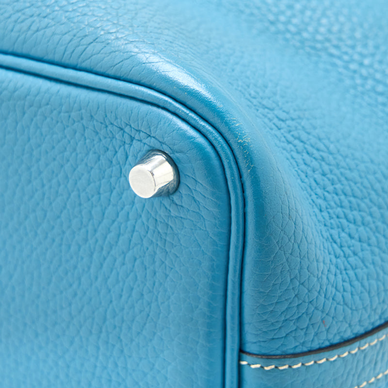 Hermes Picotin 18 Lock Bag Clemence Blue Jeans SHW Stamp Square P