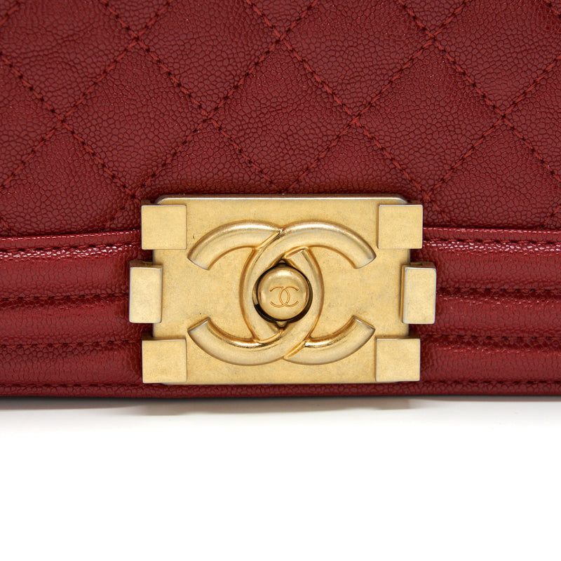 Chanel Medium Boy Grained Red Calfskin Brushed GHW