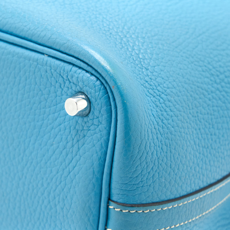 Hermes Picotin 18 Lock Bag Clemence Blue Jeans SHW Stamp Square P