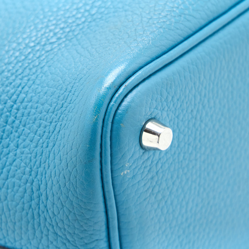 Hermes Picotin 18 Lock Bag Clemence Blue Jeans SHW Stamp Square P