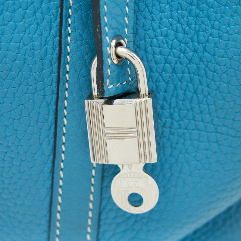 Hermes Picotin 18 Lock Bag Clemence Blue Jeans SHW Stamp Square P