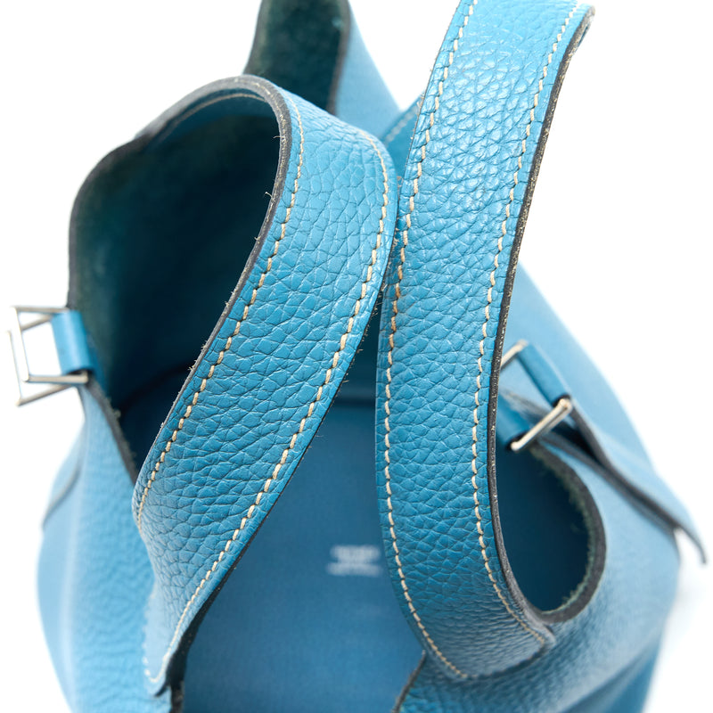 Hermes Picotin 18 Lock Bag Clemence Blue Jeans SHW Stamp Square P