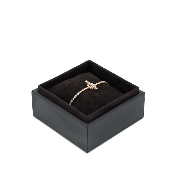 Hermes Size SH Finesse Bracelet Rose Gold With Full Diamonds