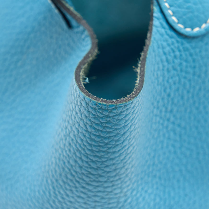 Hermes Picotin 18 Lock Bag Clemence Blue Jeans SHW Stamp Square P