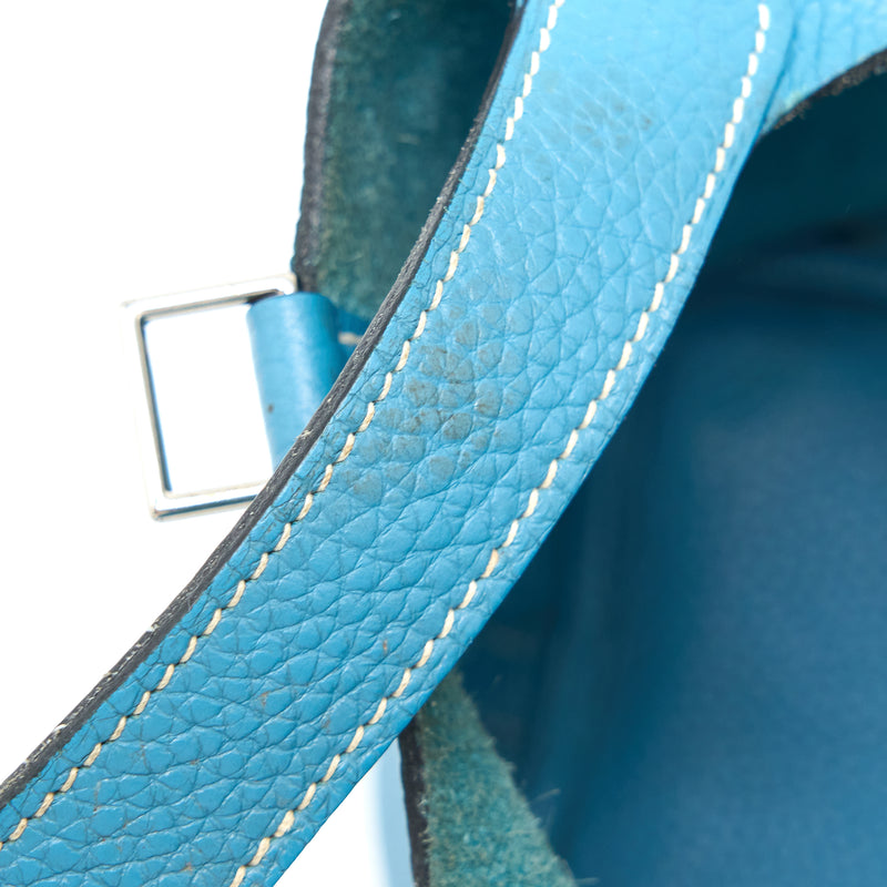 Hermes Picotin 18 Lock Bag Clemence Blue Jeans SHW Stamp Square P