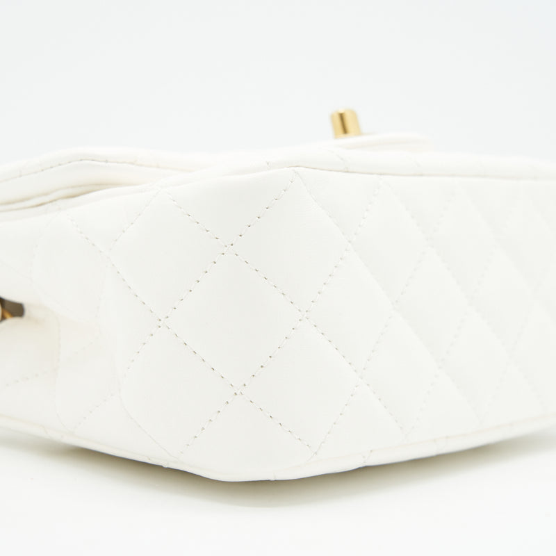 Chanel 21B Pearl Crush Square mini flap Bag White GHW