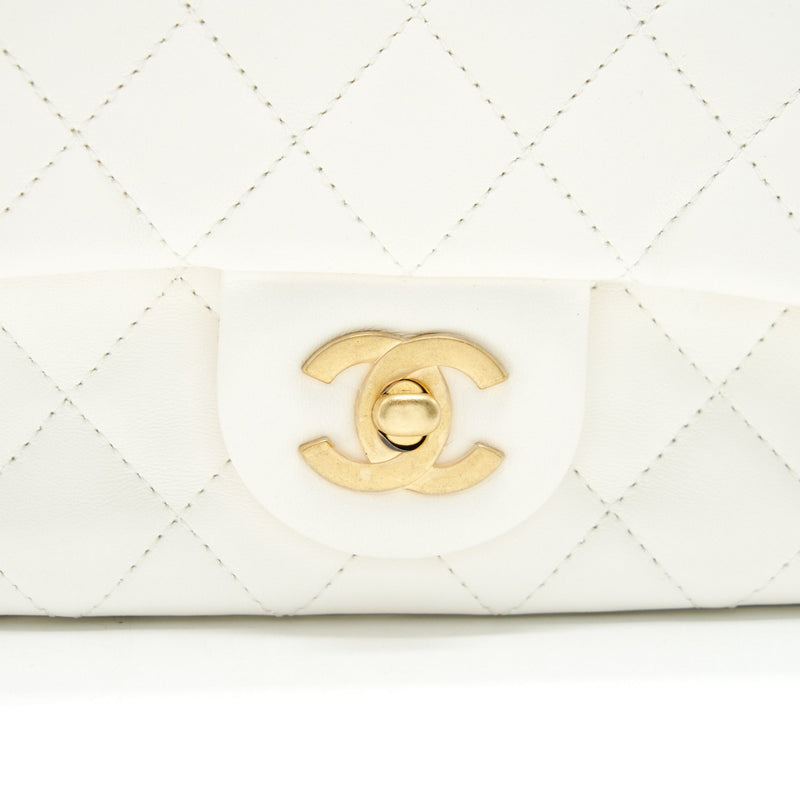 Chanel 21B Pearl Crush Square mini flap Bag Lambskin White GHW