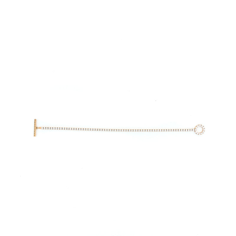 Hermes Size SH Finesse Bracelet Rose Gold With Full Diamonds