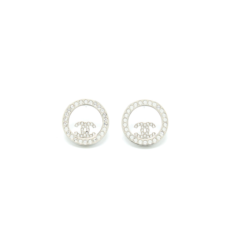 Chanel Round Crystal CC Earrings SHW