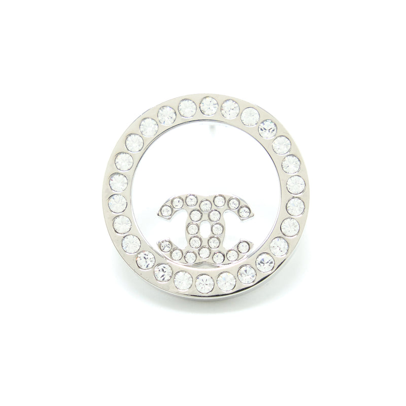 Chanel Round Crystal CC Earrings SHW