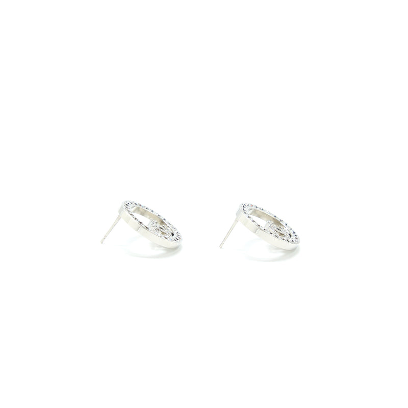 Chanel Round Crystal CC Earrings SHW