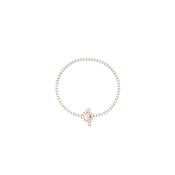 Hermes Size SH Finesse Bracelet Rose Gold With Full Diamonds