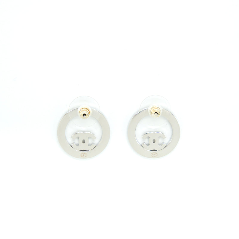 Chanel Round Crystal CC Earrings SHW