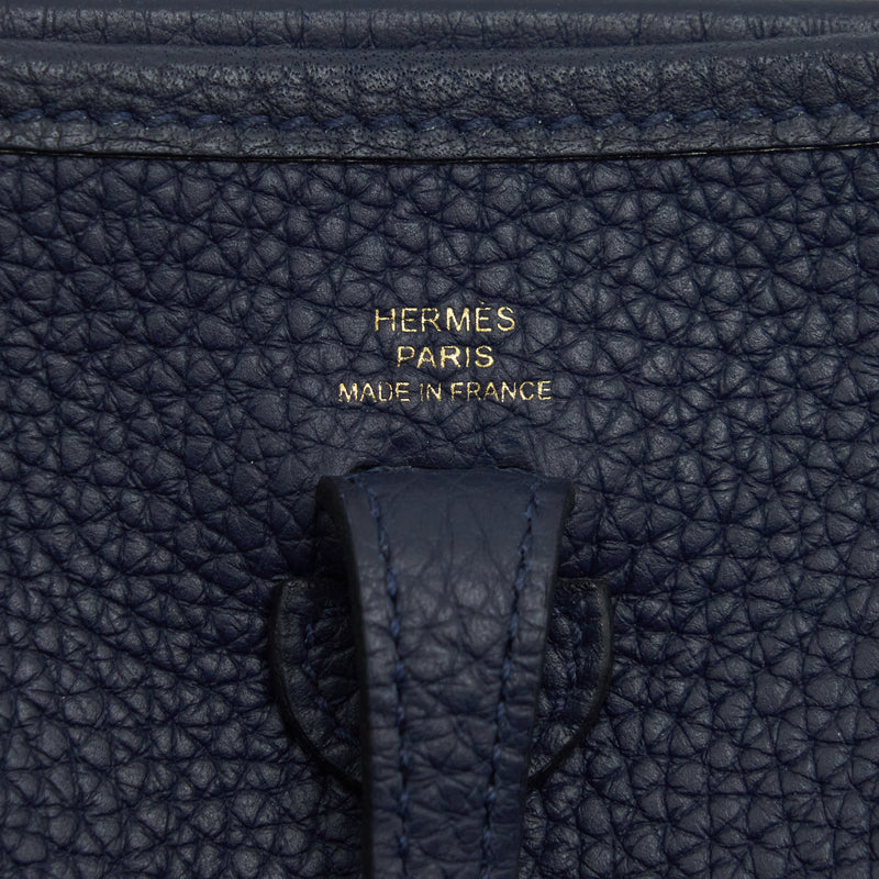 Hermes Mini Evelyne Clemence Blue Nuit/Blue Indigo GHW Year 2020