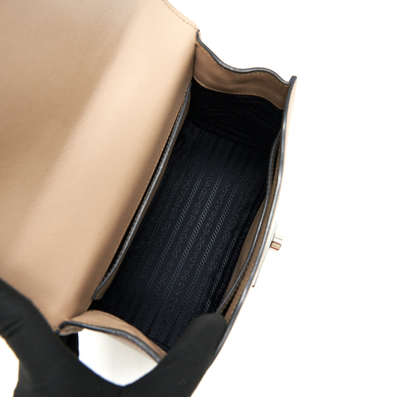 PRADA Small Leather Bag Beige SHW