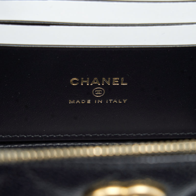 Chanel 22S Letter Top Handle Long Vanity With Chain Caviar Black GHW