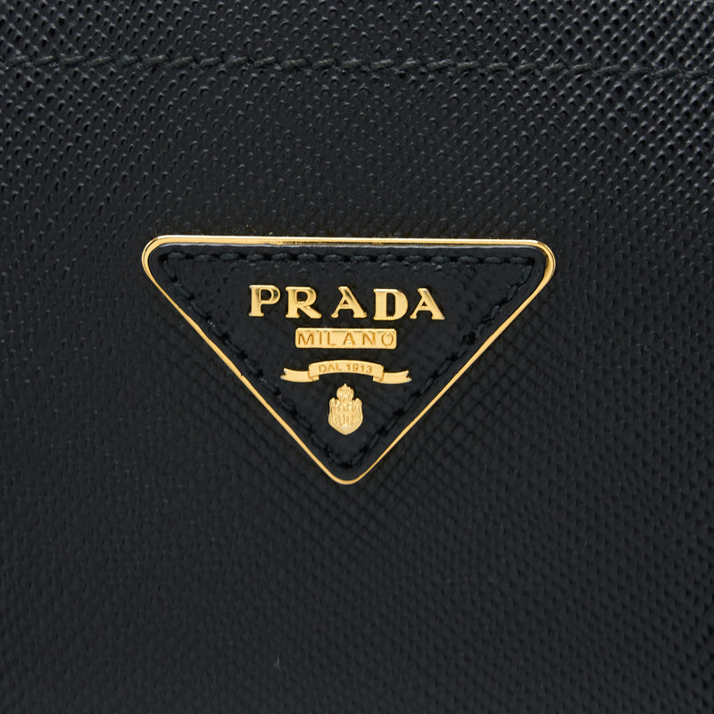 Prada Saffiano Double Bag Calfskin Black GHW