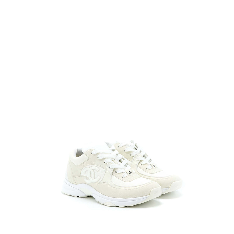 Chanel Size 37.5 22K CC Logo Sneaker White