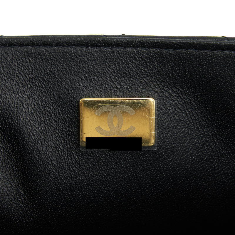 Chanel Mini Square Flap Bag Lambskin Black LGHW (Microchip)