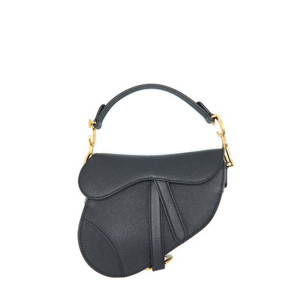 Dior Mini Saddle Bag Grained Calfskin Black GHW