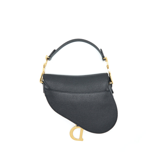 Dior Mini Saddle Bag Grained Calfskin Black GHW