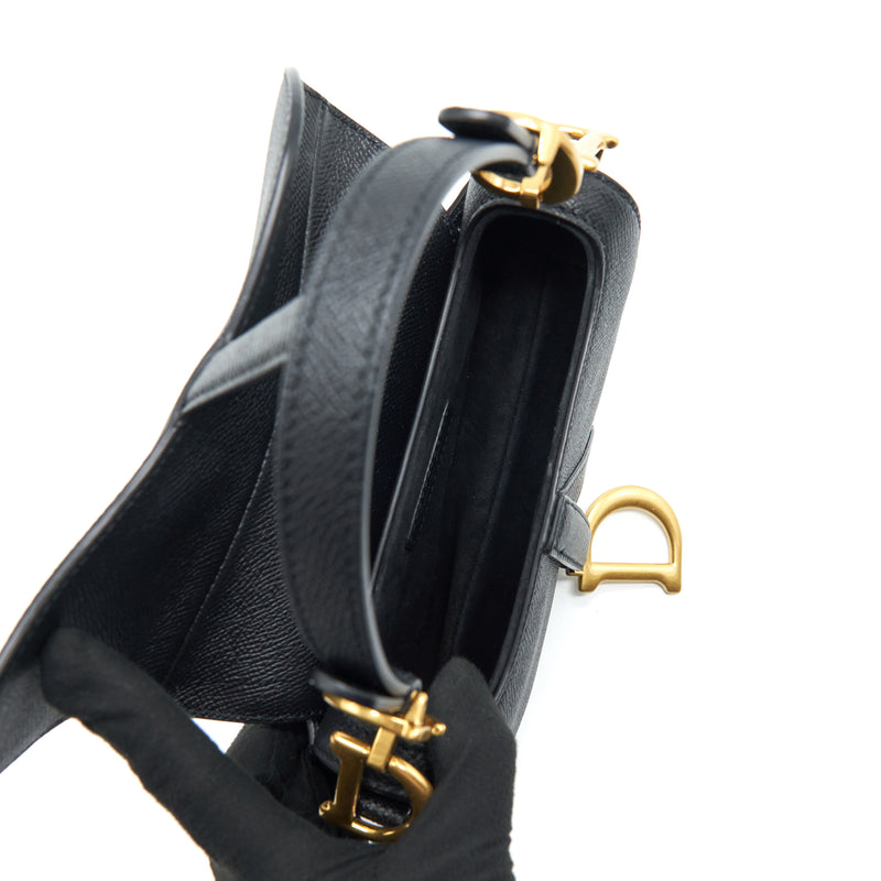 Dior Mini Saddle Bag Grained Calfskin Black GHW