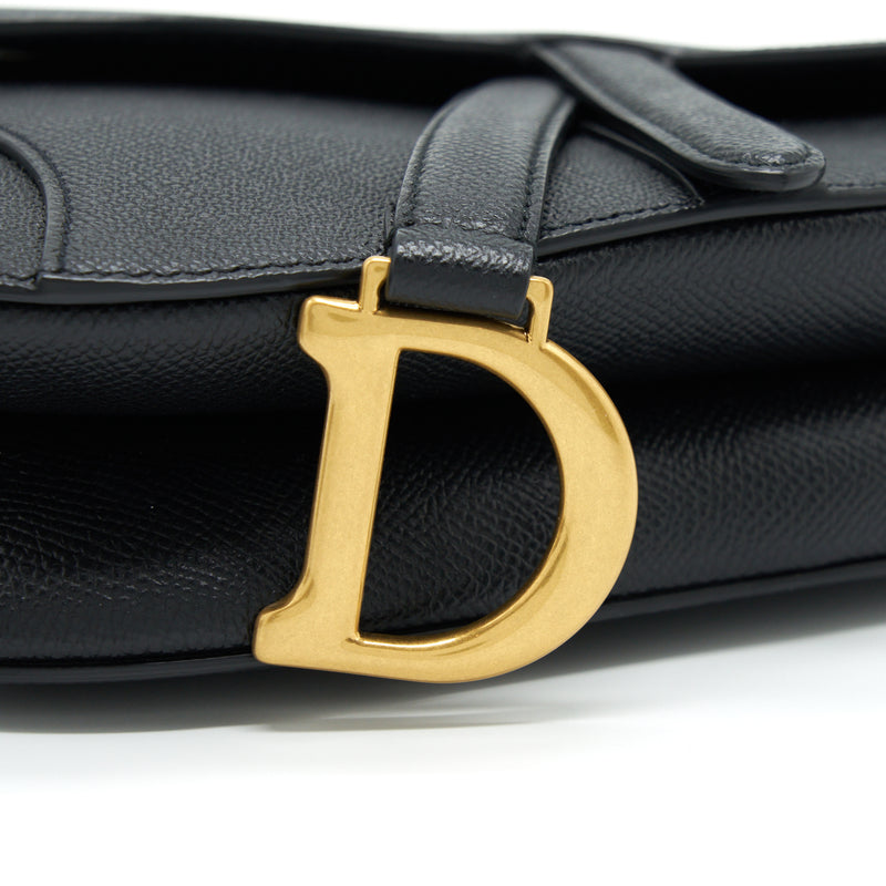 Dior Mini Saddle Bag Grained Calfskin Black GHW