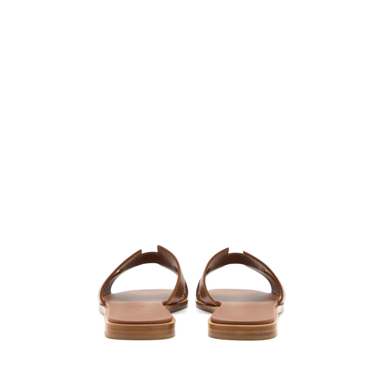Hermes Size 37 Oran Sandals Box Leather Gold