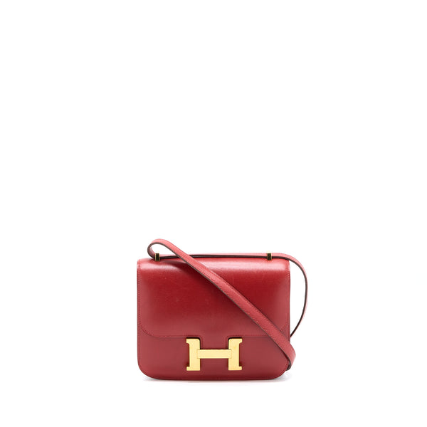 Hermes Vintage Mini Constance Box Leather Red GHW Stamp Circle W