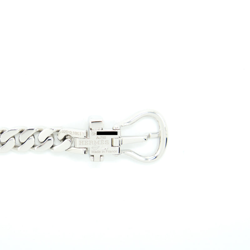 Hermes Size SH Boucle Sellier Bracelet, Very Small Model White Gold With Diamonds