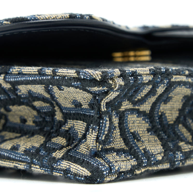 Dior Saddle Belt Pouch Blue Oblique Jacquard Brushed GHW