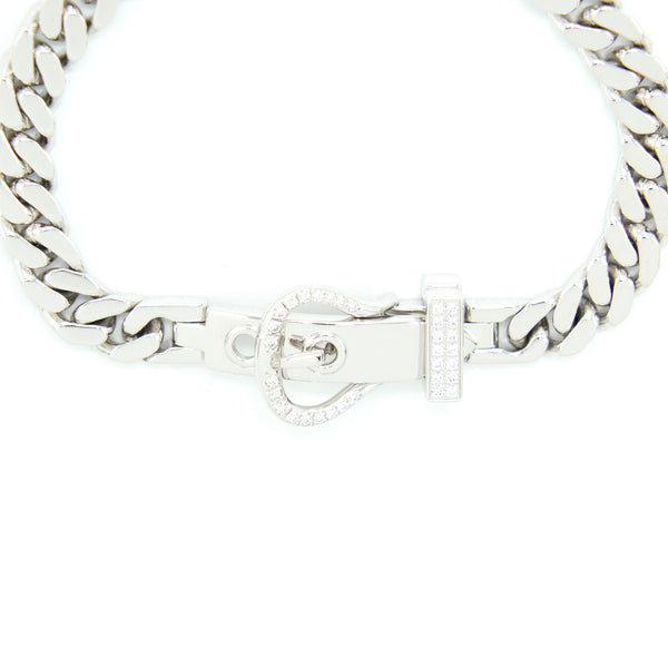 Hermes Size SH Boucle Sellier Bracelet, Very Small Model White Gold With Diamonds