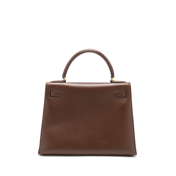 Hermes Vintage Kelly 28 Sellier Epsom Brown GHW Stamp Square T