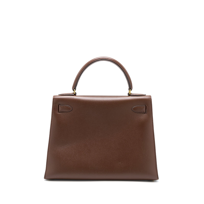 Hermes Vintage Kelly 28 Sellier Epsom Brown GHW Stamp Square T