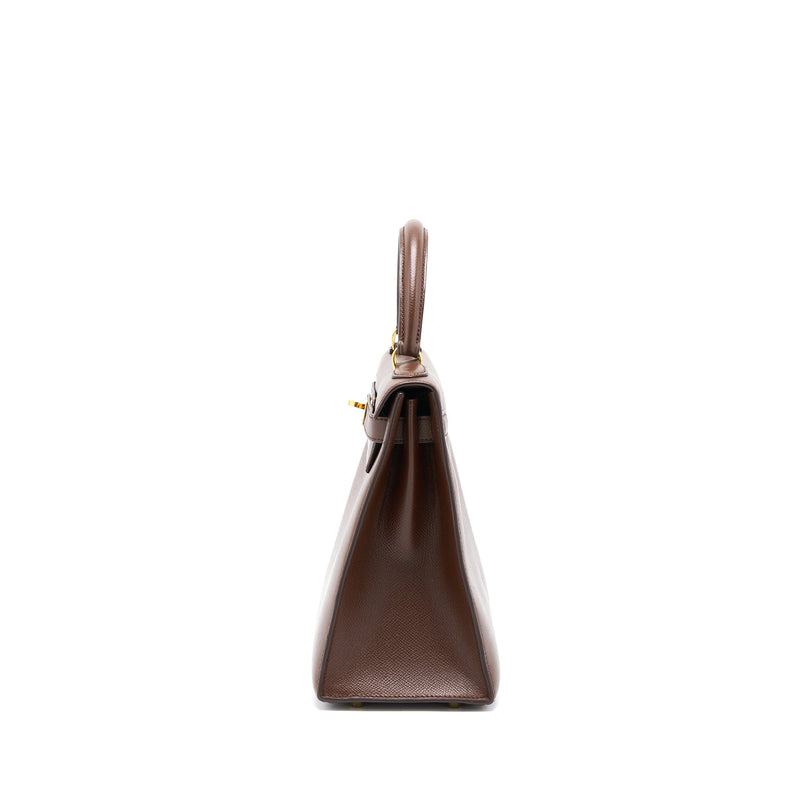 Hermes Vintage Kelly 28 Sellier Epsom Brown GHW Stamp Square T