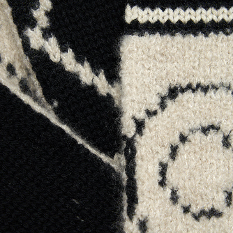 Chanel Cashmere/ Wool/ Silk printed Scarf in Black/ Light Grey