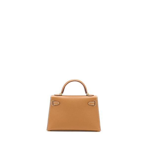 Hermes Mini Kelly II Epsom Gold GHW Stamp U