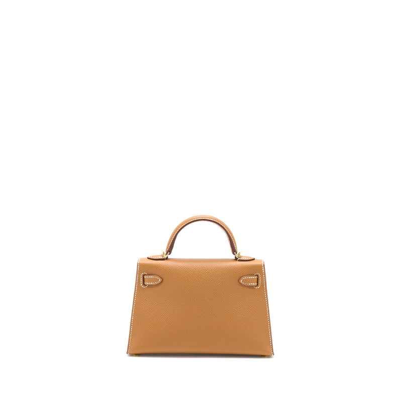 Hermes Mini Kelly II Epsom Gold GHW Stamp U