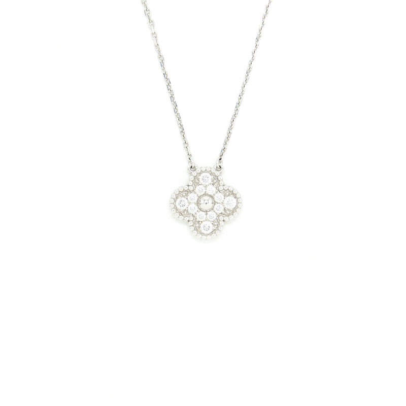 Van Cleef and Arpels Vintage Alhambra Pendant White Gold with dimond