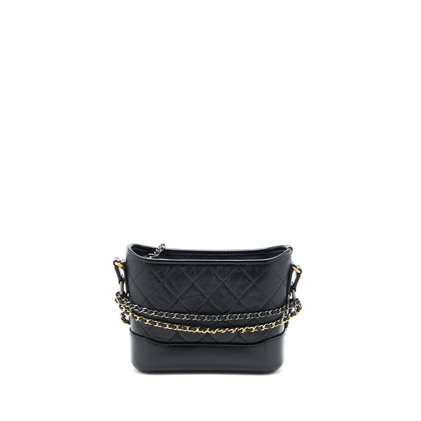 Chanel Small Gabrielle Hobo Bag Aged Calfskin Black Multicolour Hardware (Microchip)