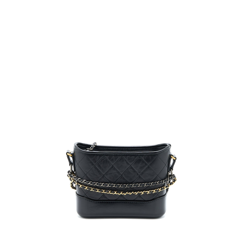 Chanel Small Gabrielle Hobo Bag Aged Calfskin Black Multicolour Hardware (Microchip)