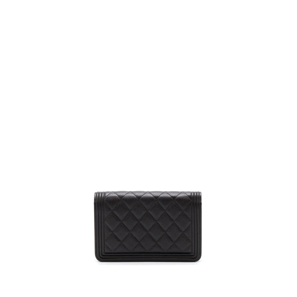 Chanel Boy Wallet On Chain Grained Calfskin Brown LGHW (Microchip)