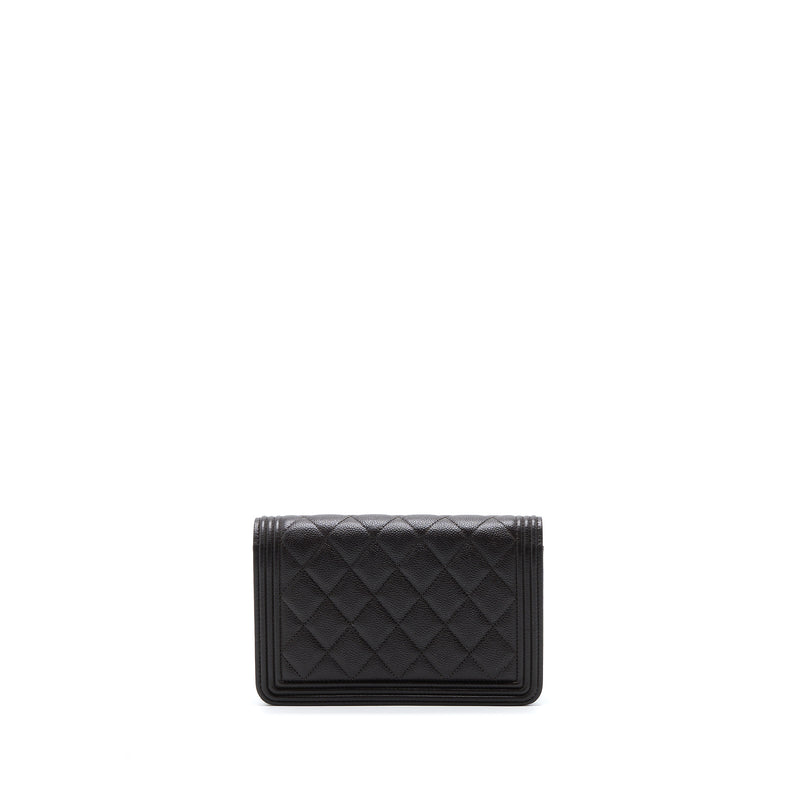 Chanel Boy Wallet On Chain Grained Calfskin Brown LGHW (Microchip)