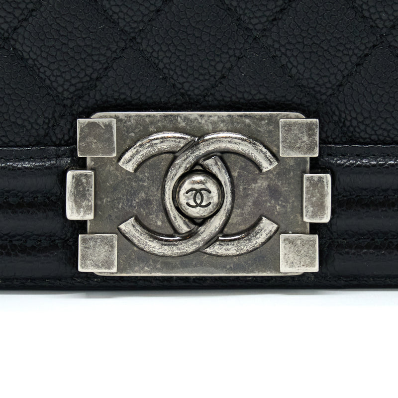Chanel New Medium 28cm Boy Bag Caviar Black Ruthenium SHW