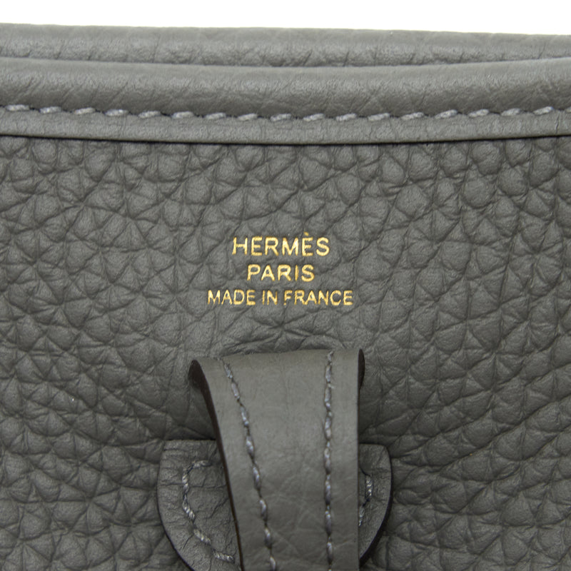 Hermes Mini Evelyn Clemence Gris Meyer GHW Stamp U