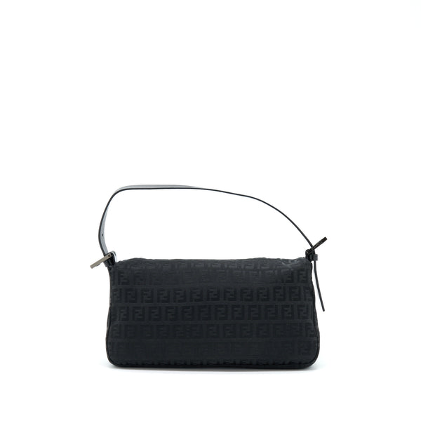 Fendi Zucca Baguette Canvas Black With Silver Hardware