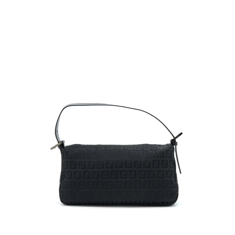 Fendi Zucca Baguette Canvas Black With Silver Hardware