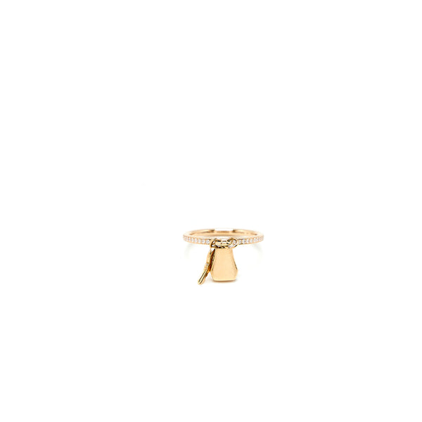 Hermes Size 50 Kelly Clochette Ring, Small Model Rose Gold With Diamonds