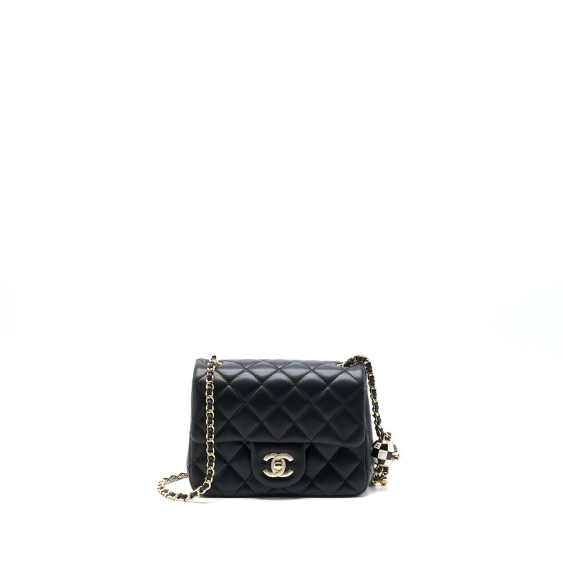 Chanel 23C Pearl Crush Mini Rectangular Flap Bag Lambskin Black LGHW (